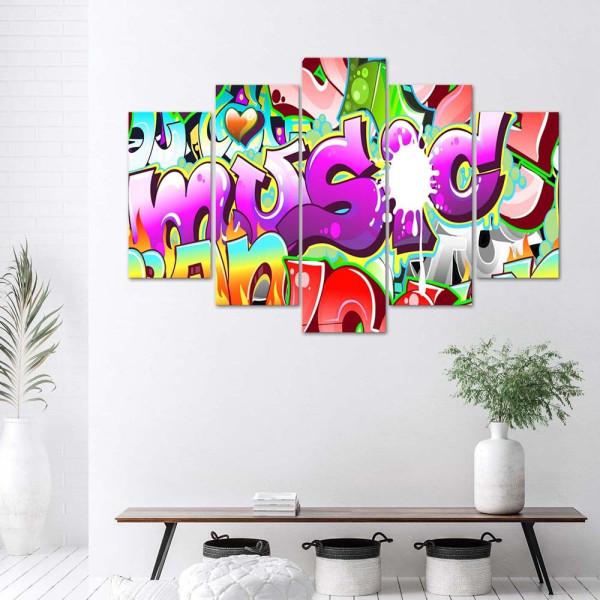 Feeby Obraz 5 częściowy na płótnie Graffiti Music 100x70