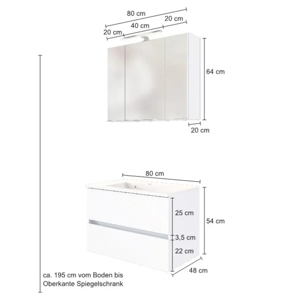 Wastafelmeubelset Brama 80cm - grafiet/mat grijs