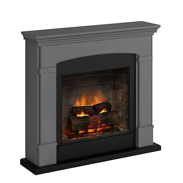 Cheminée électrique connectée 1400W - HELMI Powerflame 2 - effets flammes 3D et crépitement - Gris