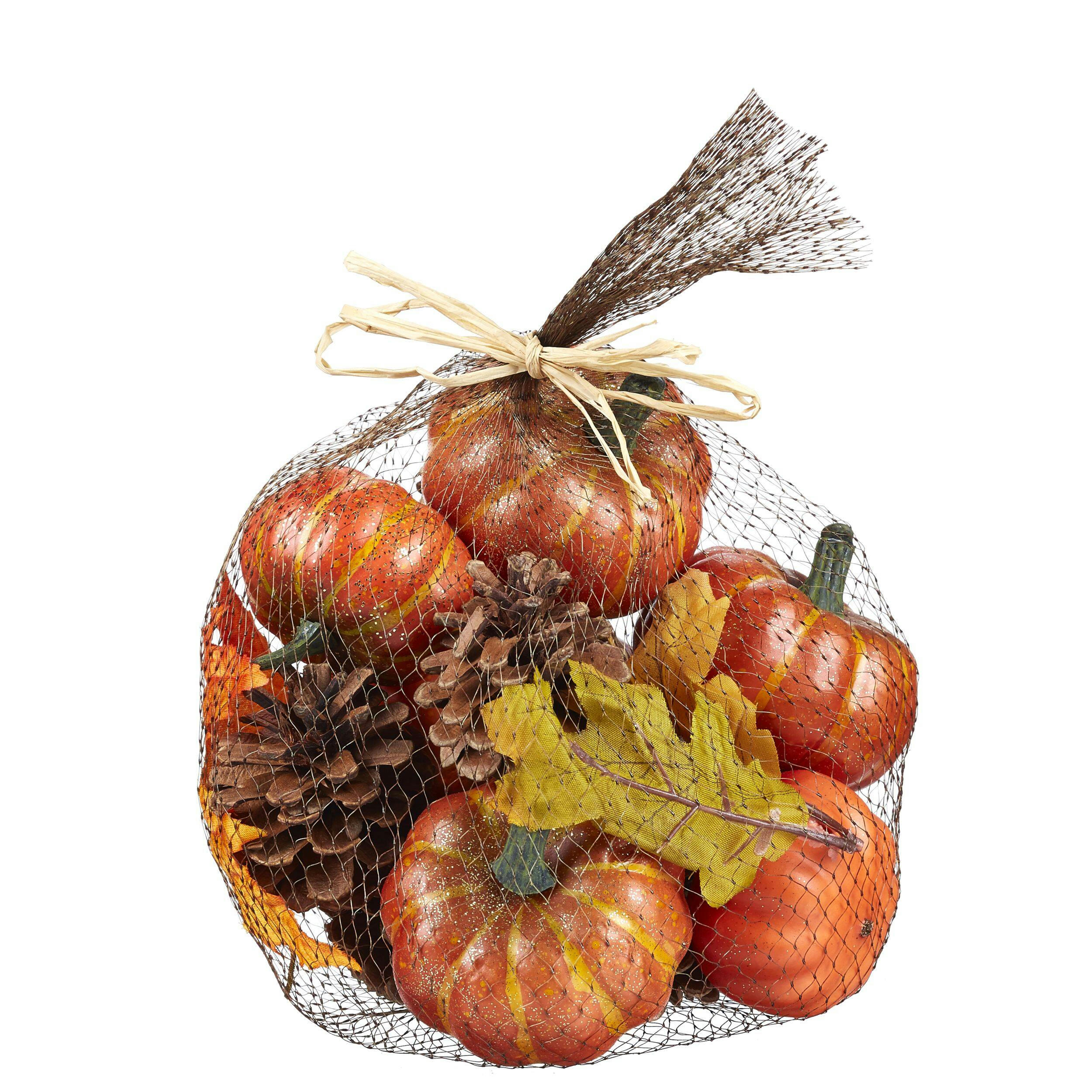 CANVAS Assorted Pumpkins & Pine Cones, Multi-Coloured, 5.5-in, 10-pk, Indoor Decoration for Fall