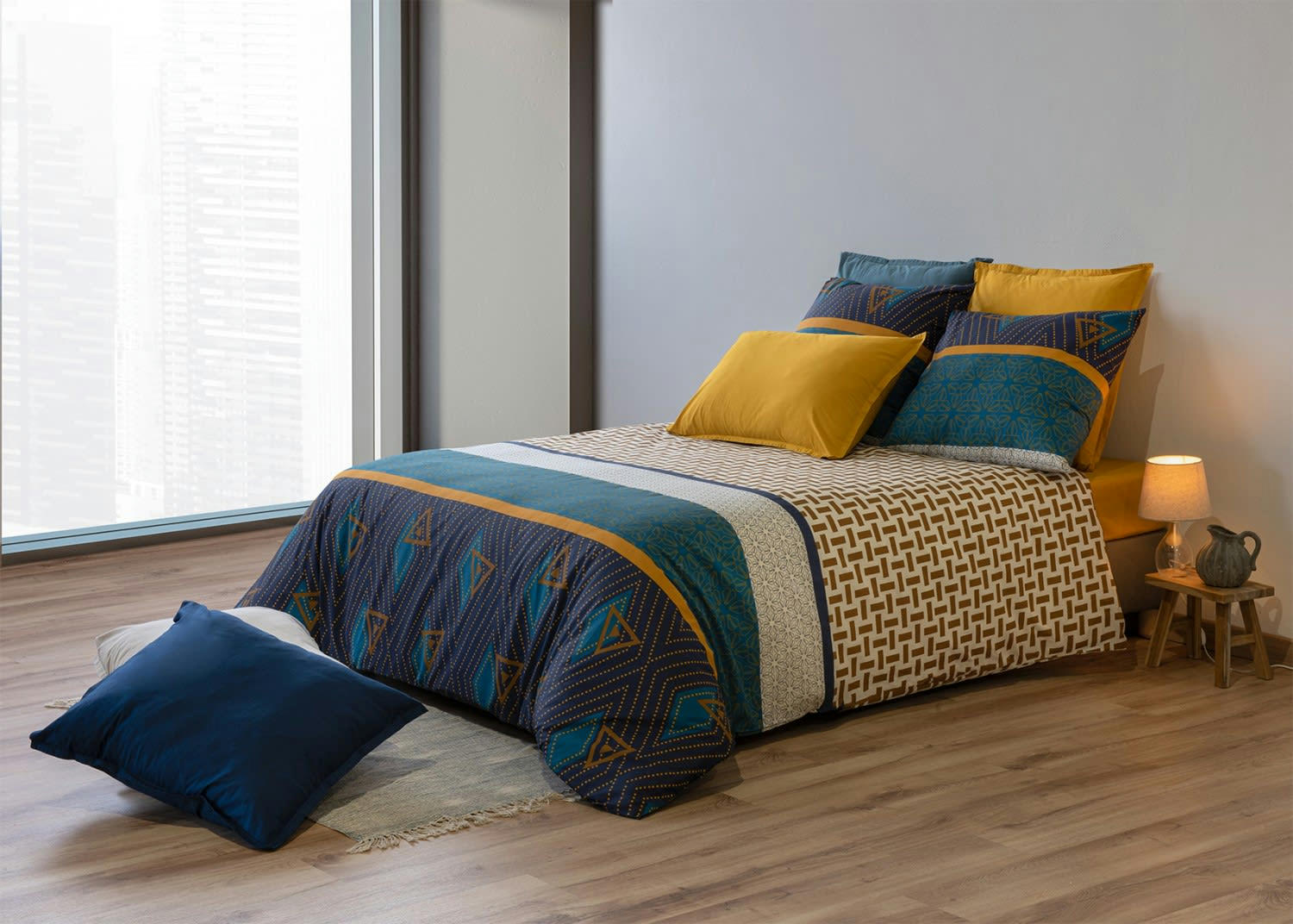 VEGAS - Parure housse de couette coton jaune 240x260 cm