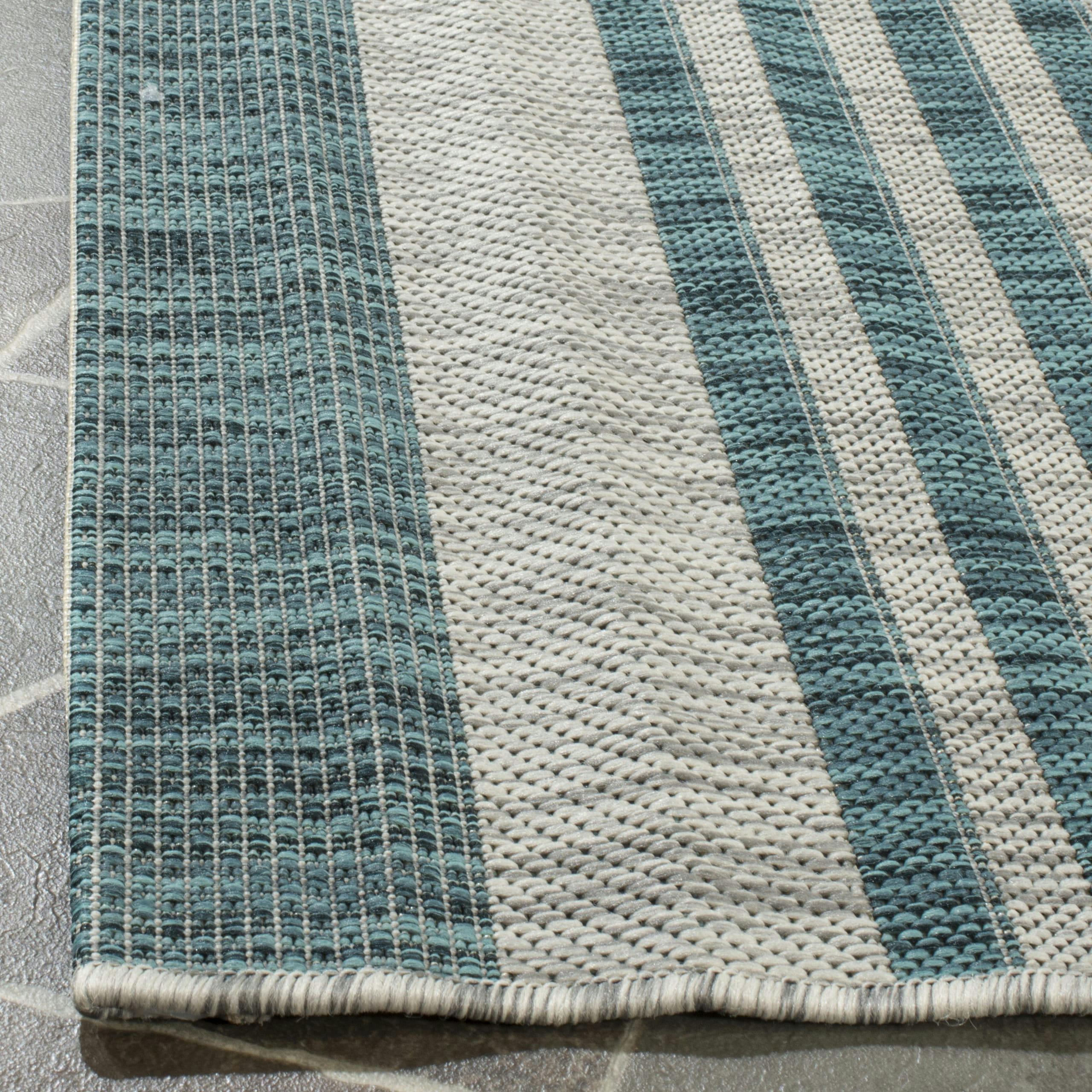 COURTYARD - Tapis interieur & exterieur en gris & bleu, 201 x 290 cm