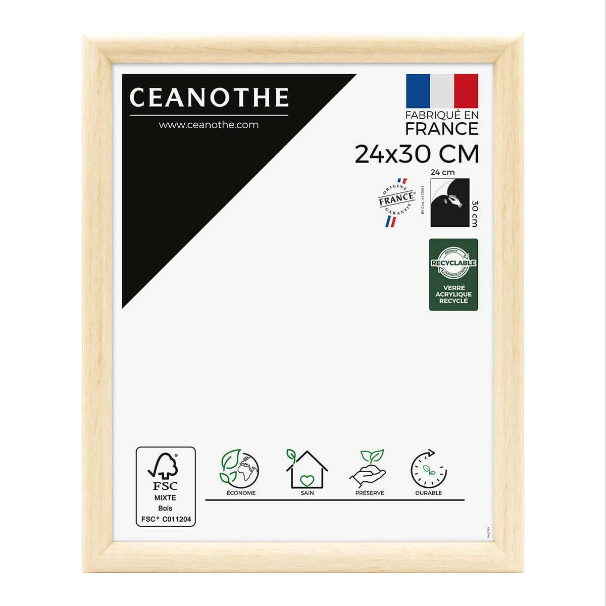 SHELTER - Cadre photo baguette arrondie brut 24x30 cm résine recyclée