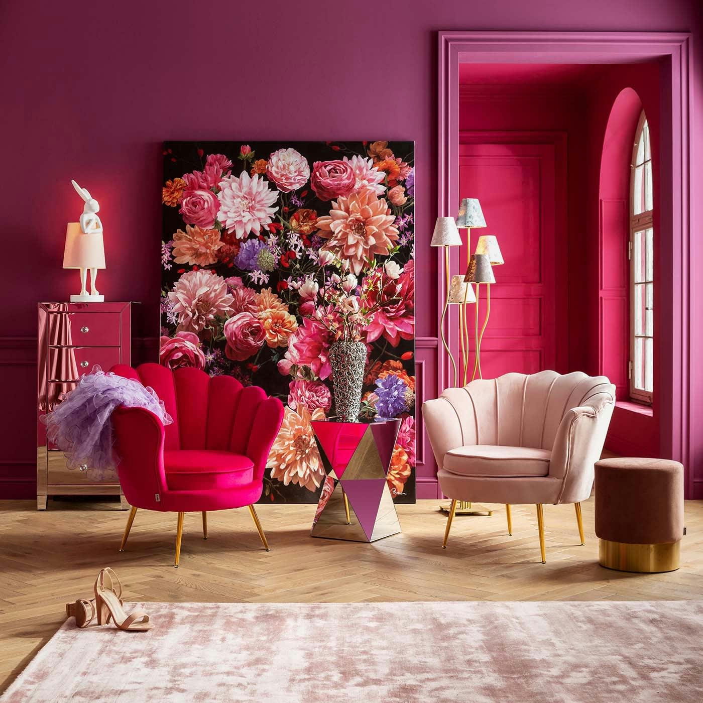 LUXURY - Table d'appoint faces triangulaires en verre miroir