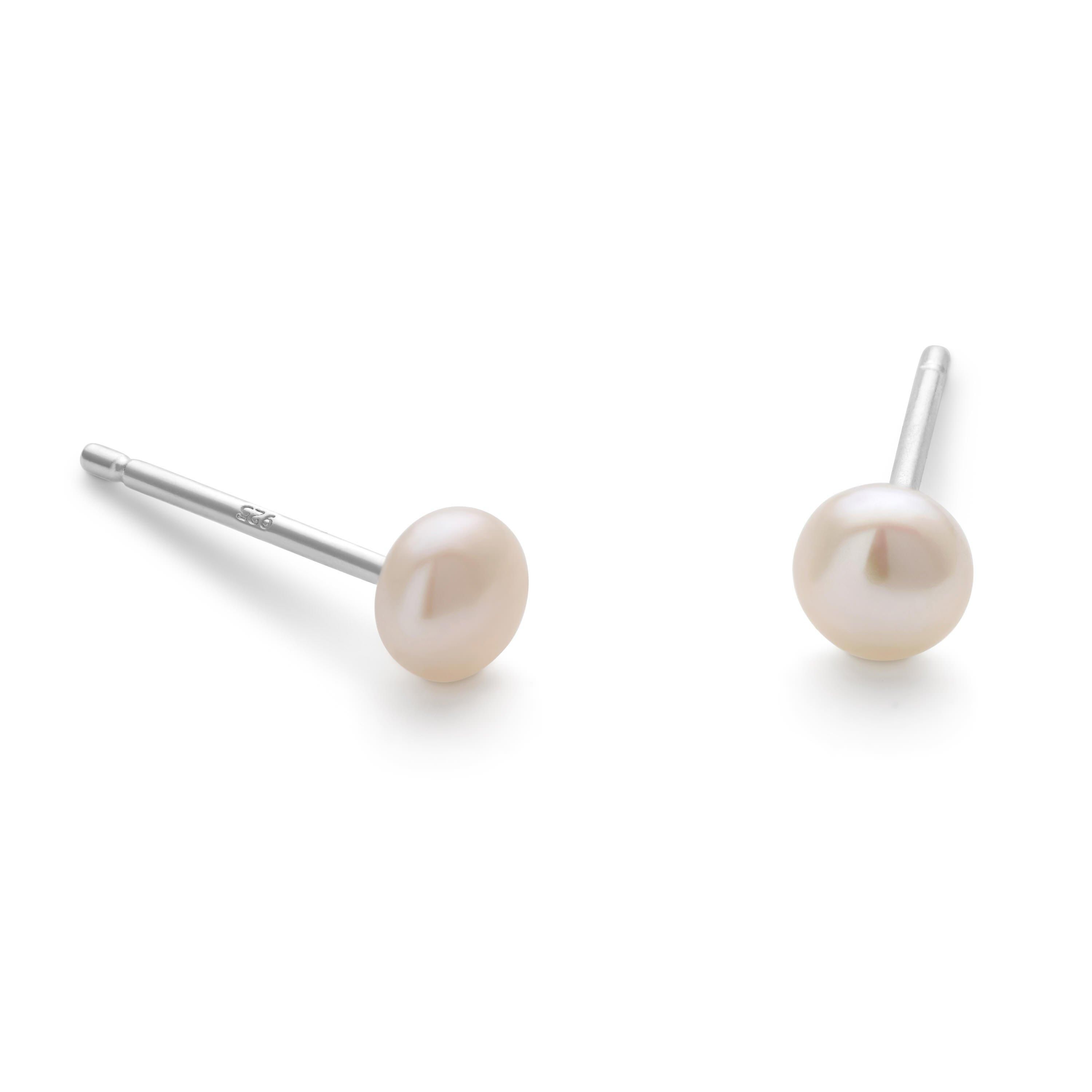 Elk & Bloom Small Silver Real Pearl Stud Earrings