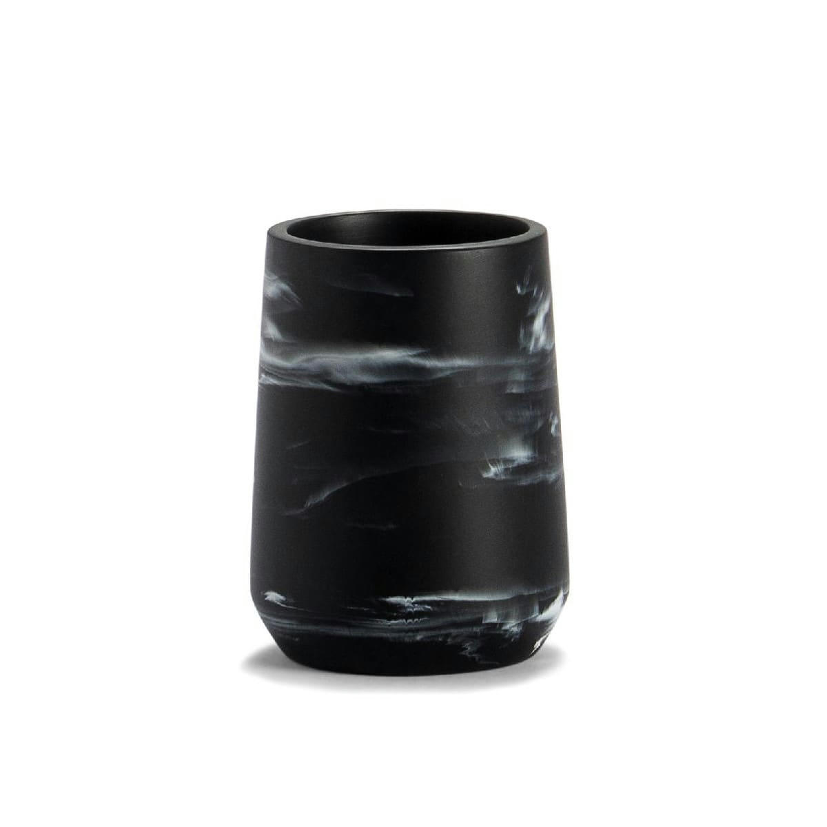 EFFET MARBRE - Porte brosse à dents en polyrésine noire effet marbre