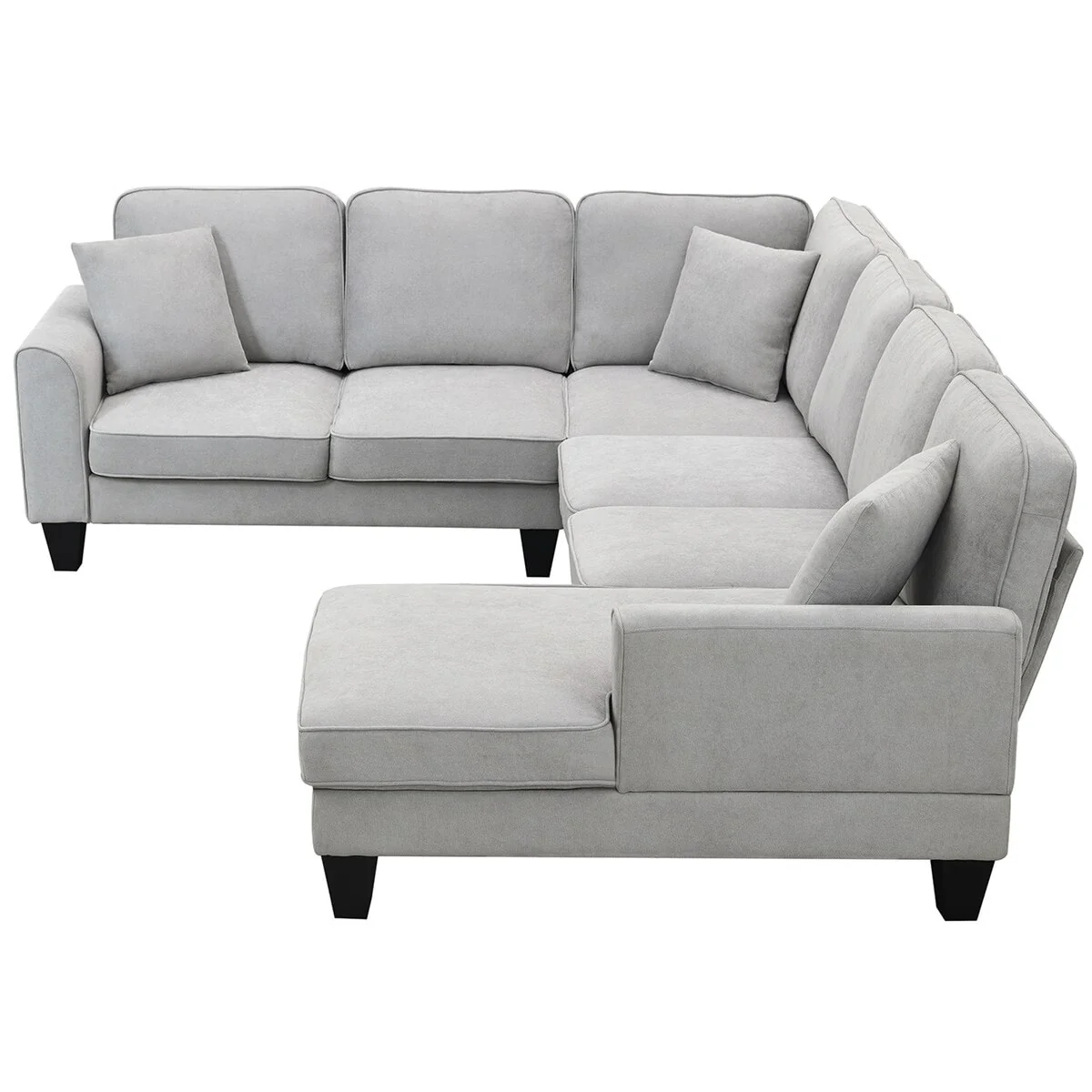Merax 108*85.5 Modern U Shape Sectional Sofa, 7 Seat Fabric Sectional Sofa Set with 3 Pillows Included