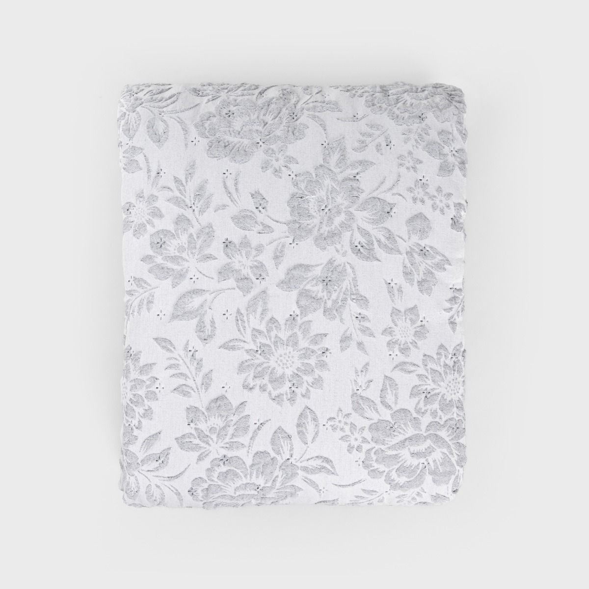 Narzuta CLARO żakardowa w kwiatowy wzór szara 200x220 cm