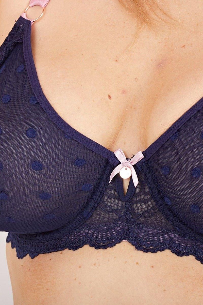 Oola Lingerie Oola Spot And Lace Non-Padded Underwired Bra
