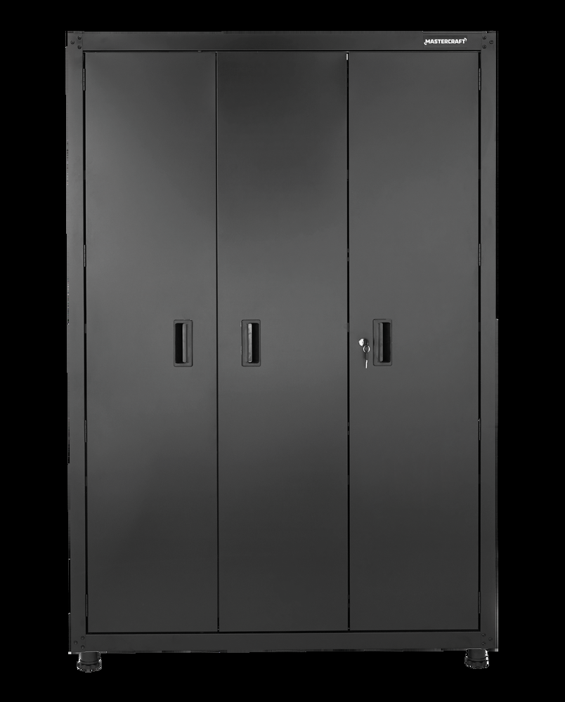 Mastercraft 3-Door Tall Cabinet with 3 Adjustable Shelves, Black Series, 48 x 18 x 72-in