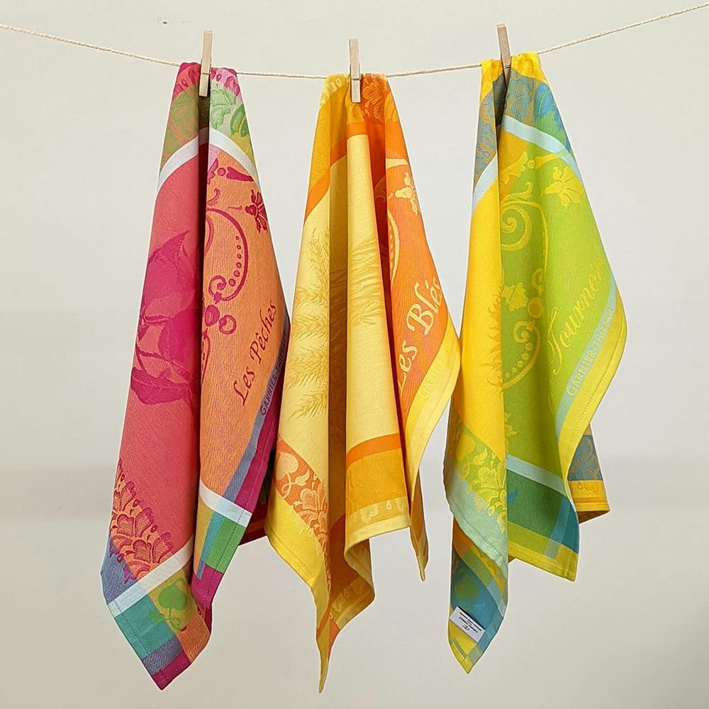 LES BLES SAFRAN - Torchon  pur coton jaune 56x77