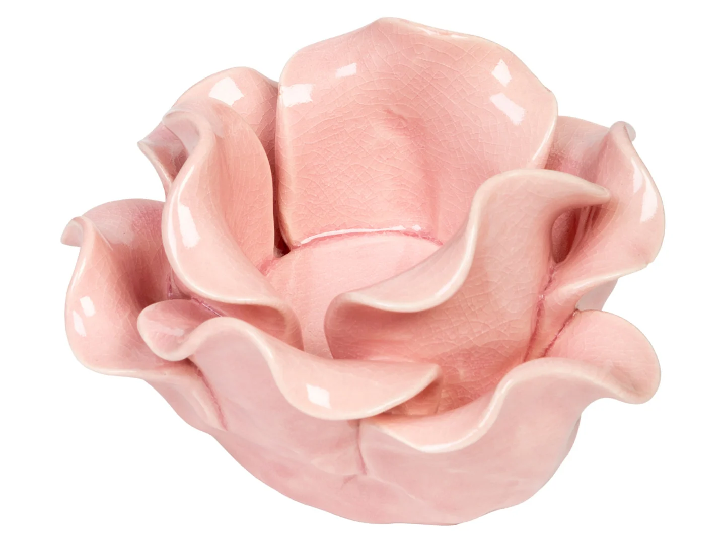 Świecznik ceramiczny Róża 7,5 cm różowy