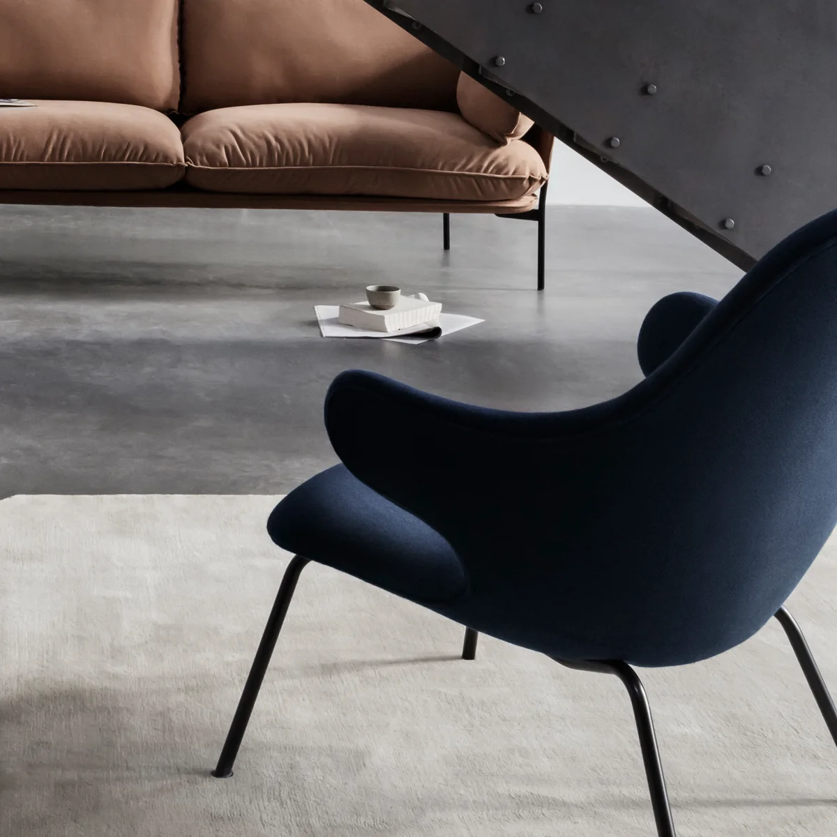 &Tradition - Catch JH14 Lounge-Chair, schwarz / grau (Hallingdal 65 130)