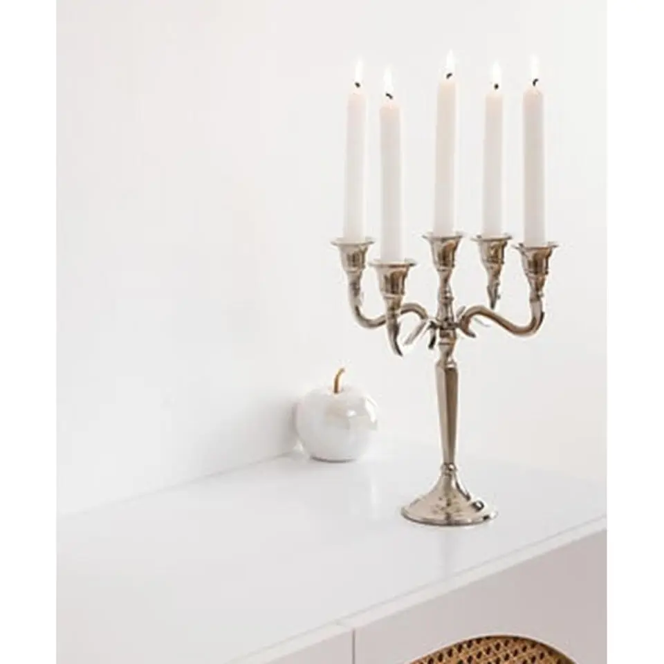 Atmosphera kaarsen kandelaar - 5 armen - metaal - zilver - 28 cm