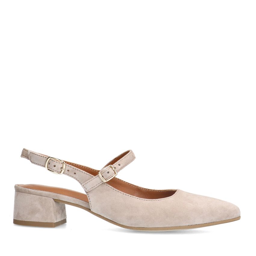 No Stress Beige suède slingbacks