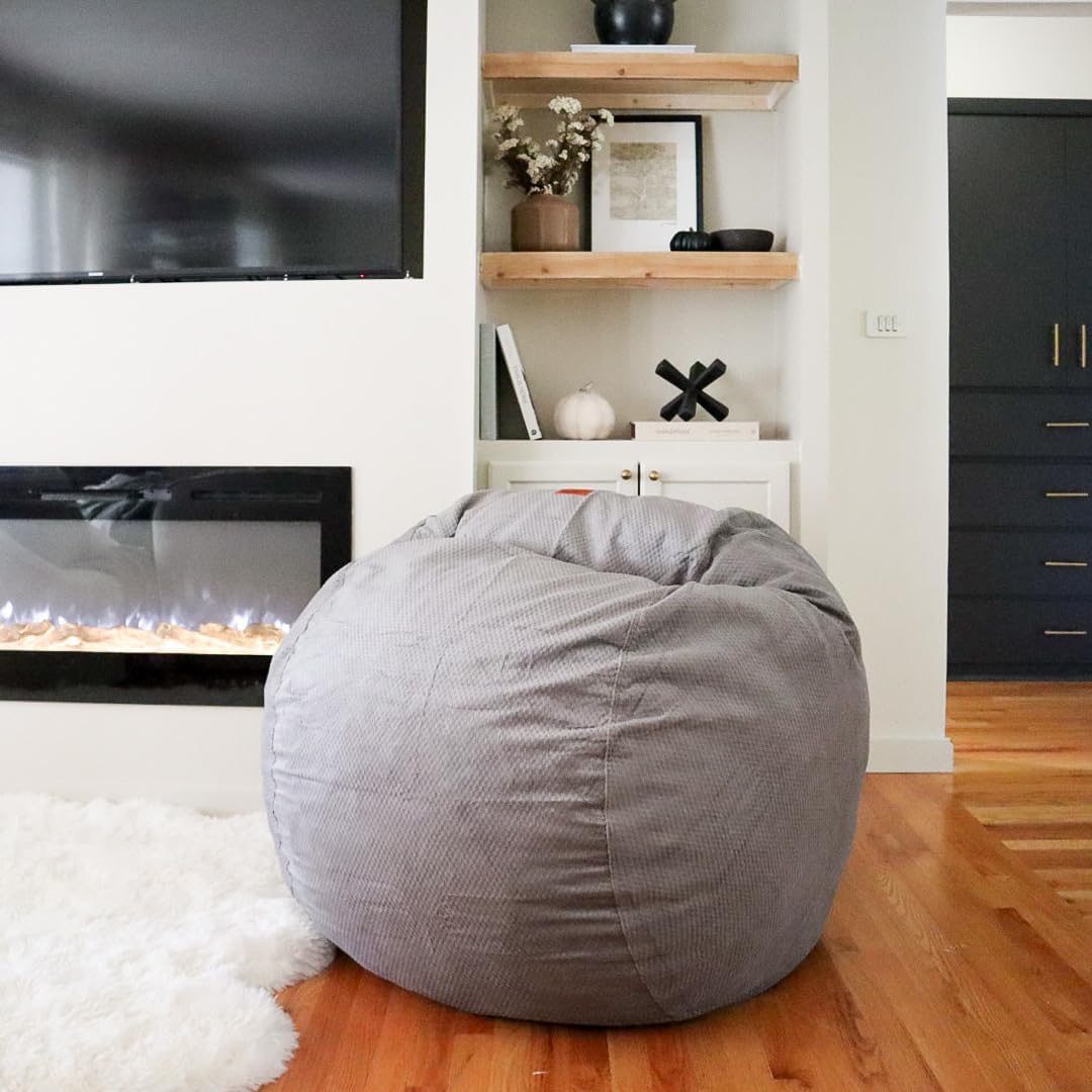 CordaRoy's Chenille Bean Bag-Convertible Bean Bag Chair-Machine-Washable Chenille Fabric Cover-for Basement,Living Room,Game Room,Dorm & More - Full Size - Charcoal | Made in The USA
