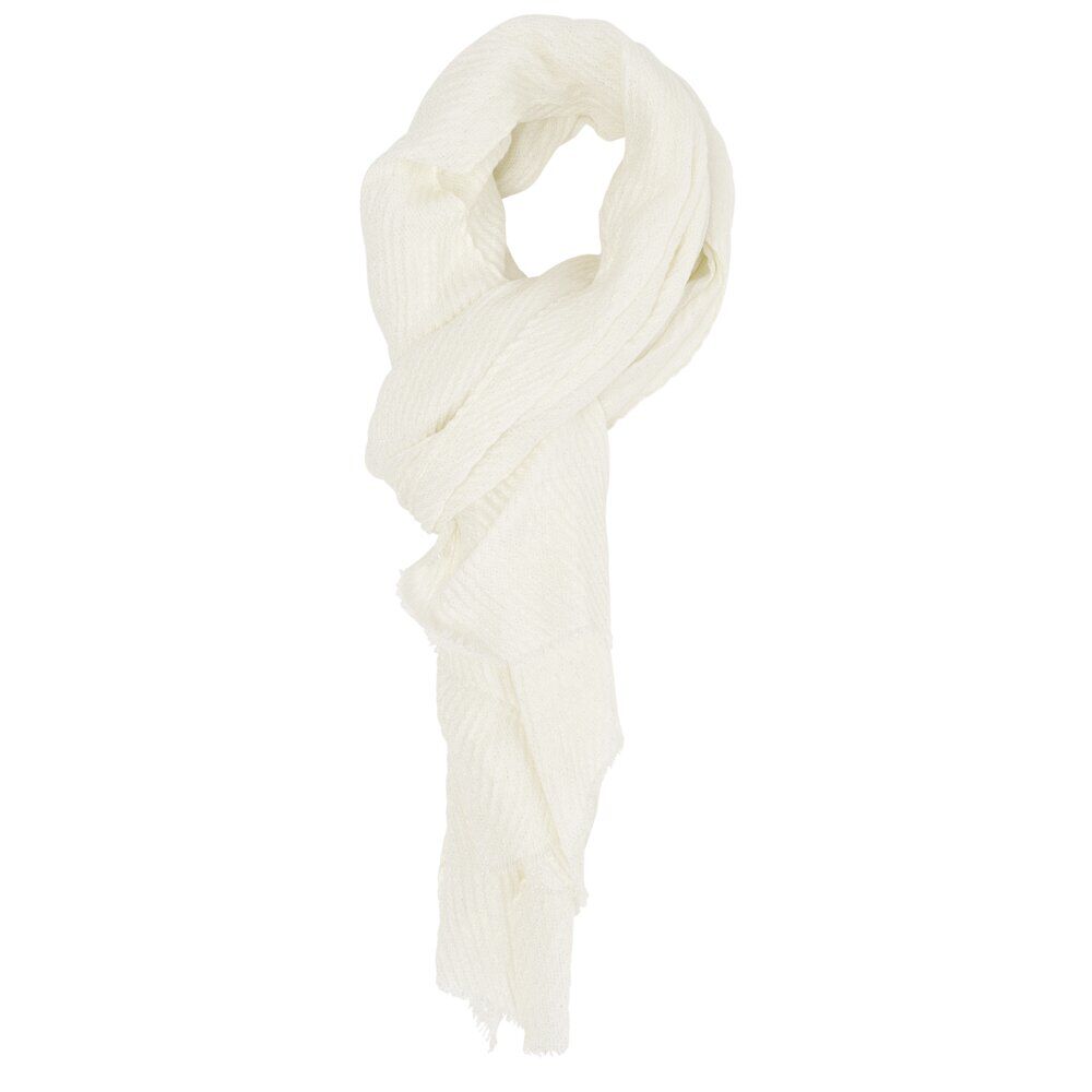 Foulard plissé lurex polyester blanc 75x180cm