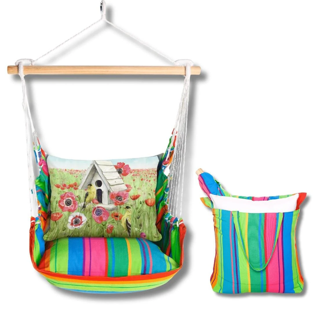 Magnolia Casual Swing Set 4 piece - Le Jardin Nouveau w/ Yellow Birds and Poppy Field