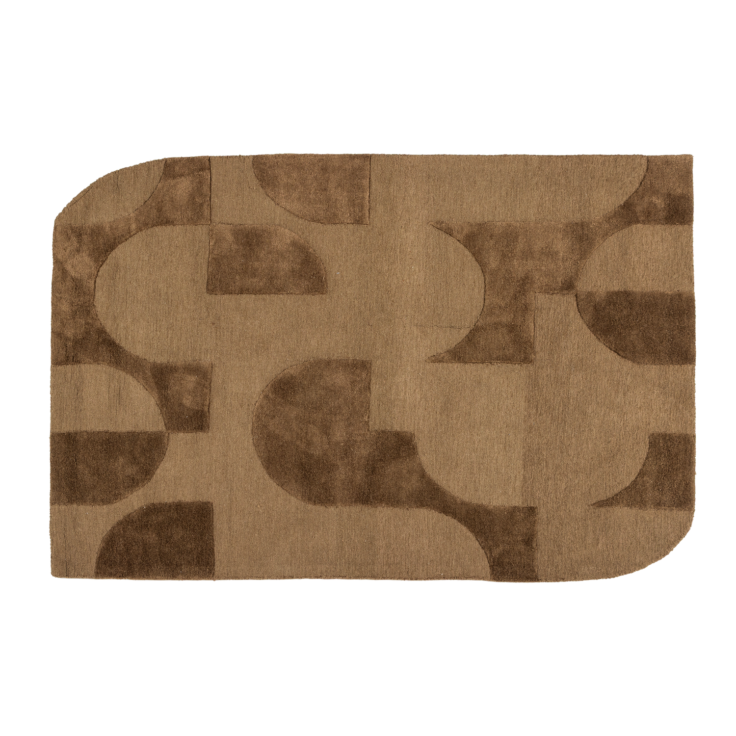 WOOOD Livo Vloerkleed - Wol Katoen - Bruin - 170x240