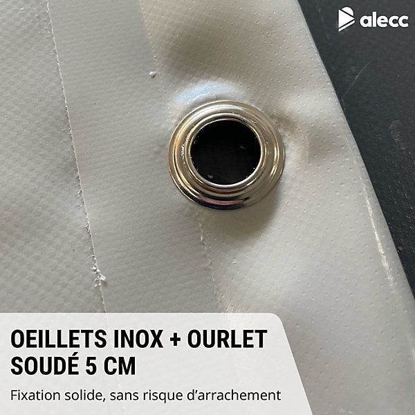 Bâche remorque Franc NLC 2313 - 230 x 130 x 10 cm - PVC 640g/m² étanche &renforcé - Gris - Fabrication française