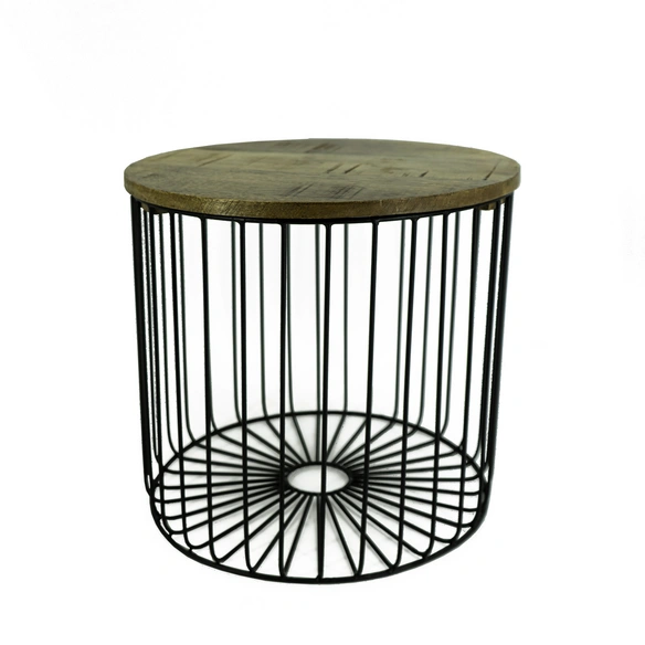 Beistelltisch-Set, BxH: 39,5 x 43,5 cm, Metall/Mangoholz