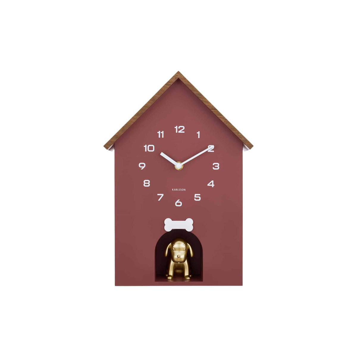 Karlsson wandklok Dog House - rood - 11.5x26.5x36.5cm