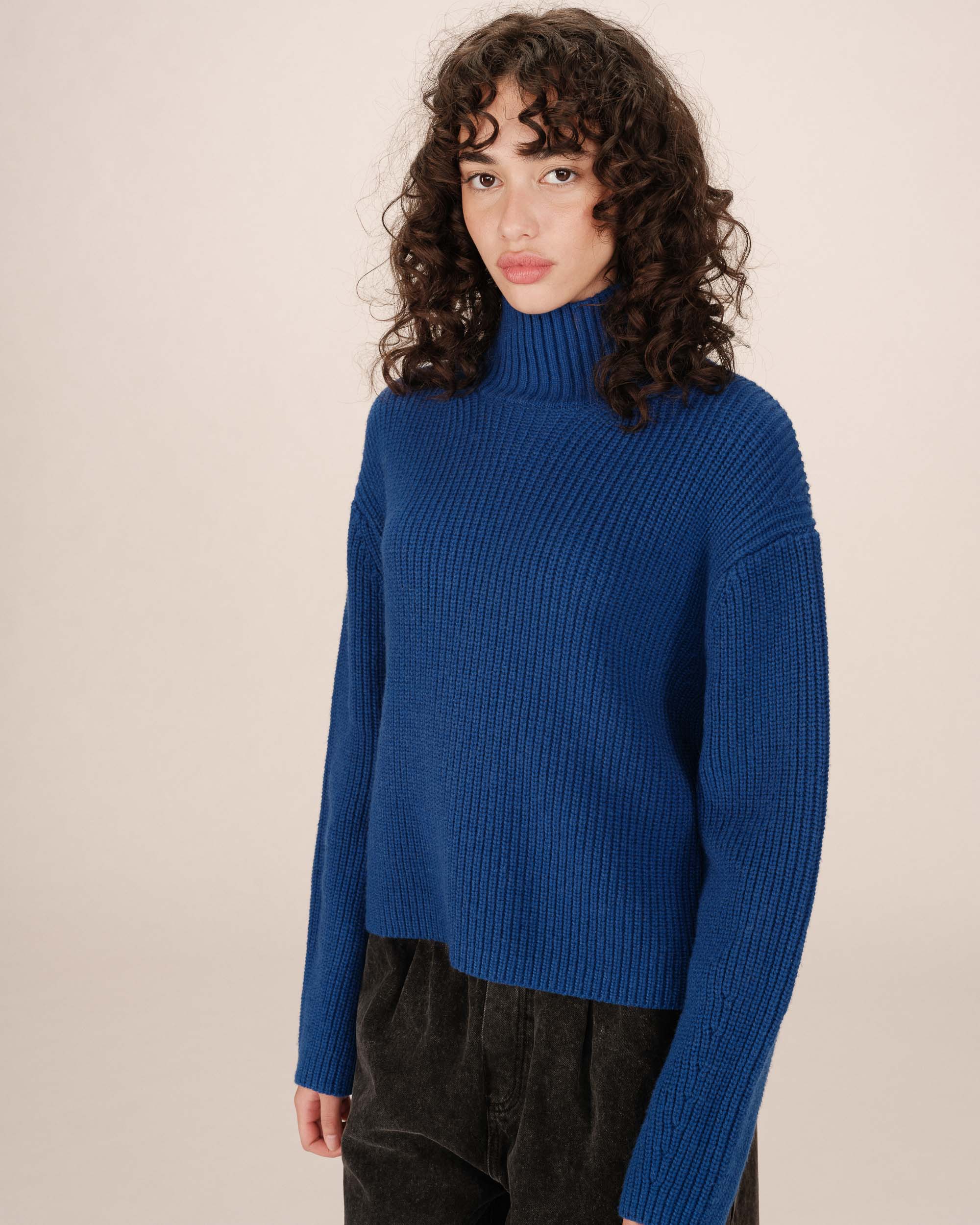 Pull en boxy en laine bleu cobalt Sagan