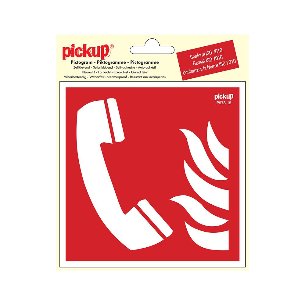 SKILT PICKUP NØDTELEFON PICTOGRAM 15 X 15 CM