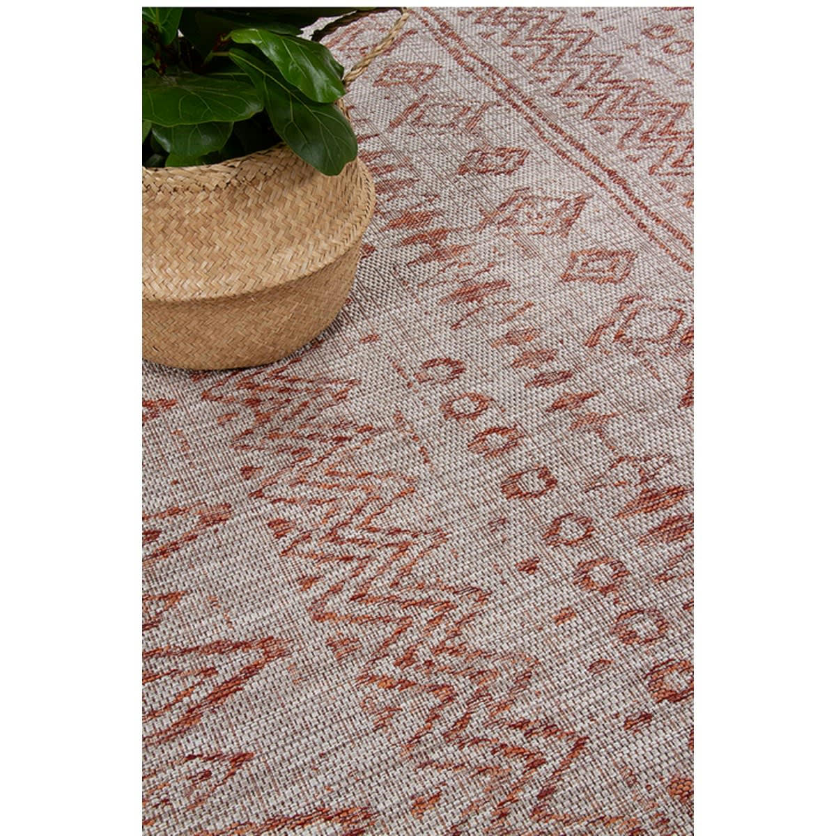 TRIBA - Tapis intérieur extérieur en polypropylène rouge brique 160x230 cm