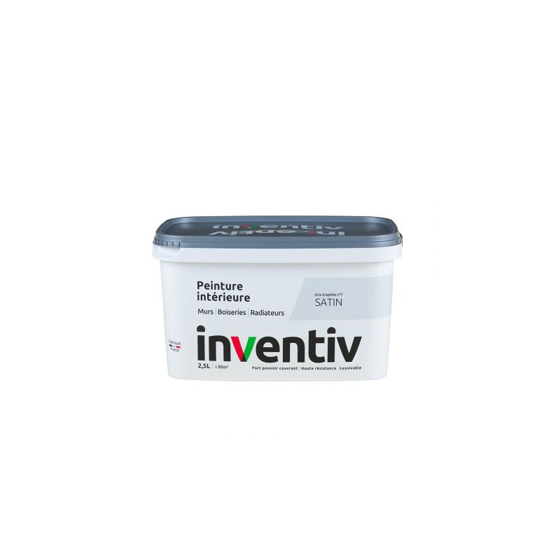 Peinture pour mur boiserie radiateur Gris Graphite n°7 satiné 2,5 L INVENTIV