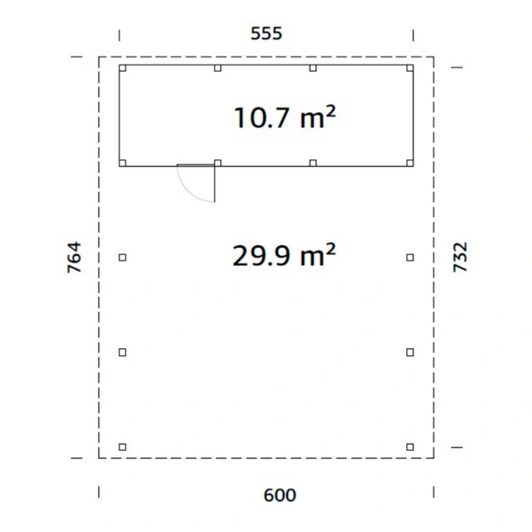 Carport »Karl«, Aufstellmaße BxTxH: 600 x 762 x 254 cm, tauchgrundiert, Holz