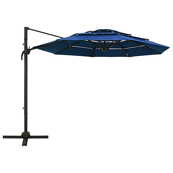 Parasol à 4 niveaux avec mât aluminium bleu Helloshop26