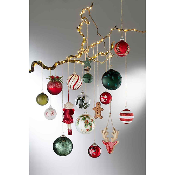 Boite de 6 boules de Noël en verre blanc - rouge 8x8x8 cm