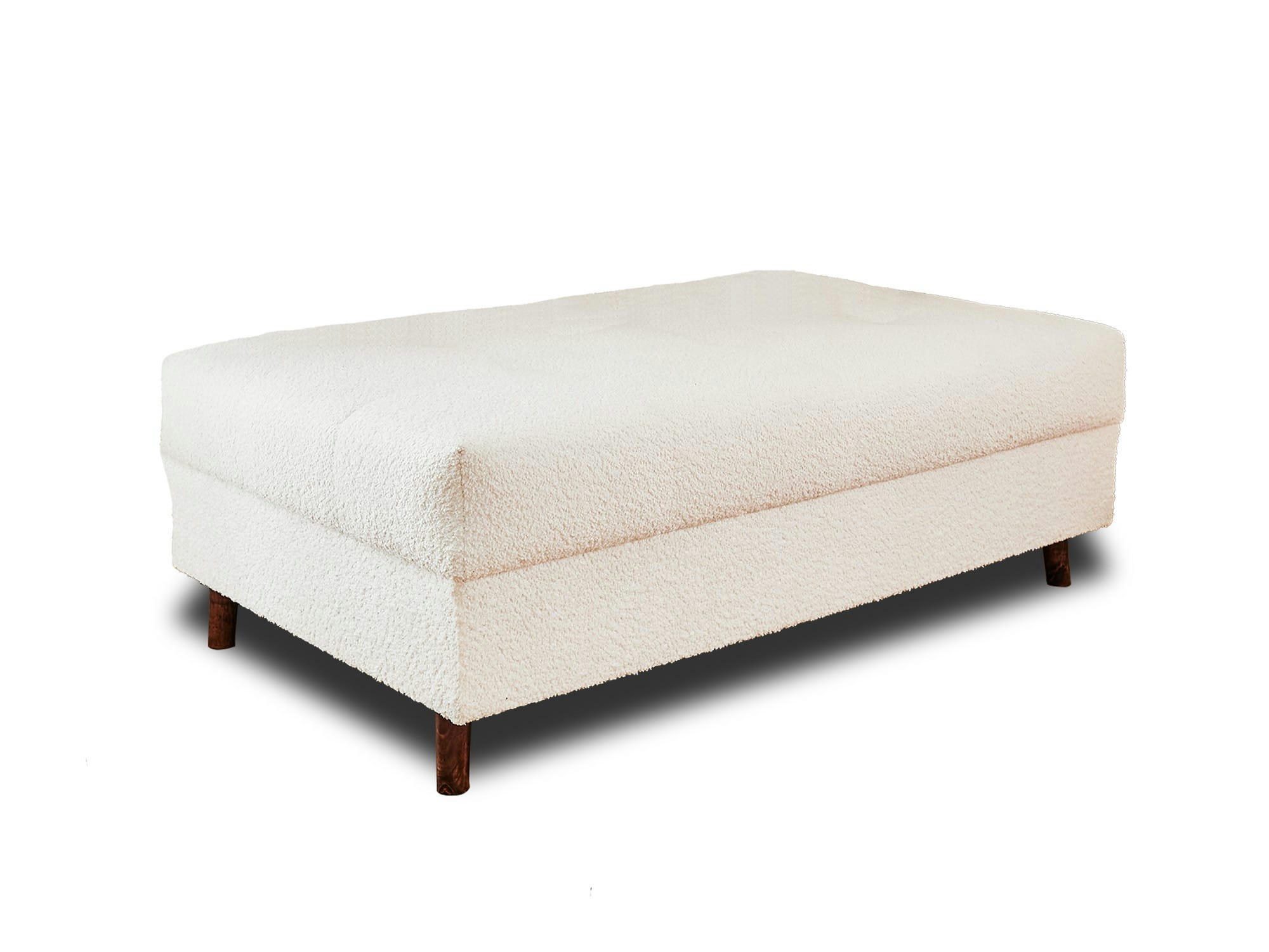 RUNE - Pouf en tissu bouclette blanc