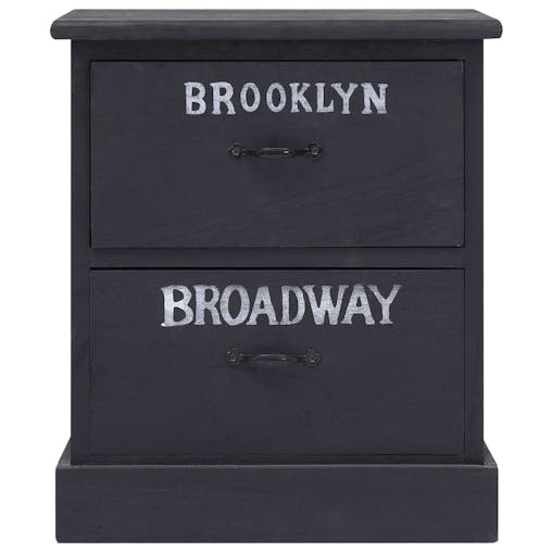 NNEVL Nightstands 2 pcs Black 38x28x45 cm Paulownia Wood