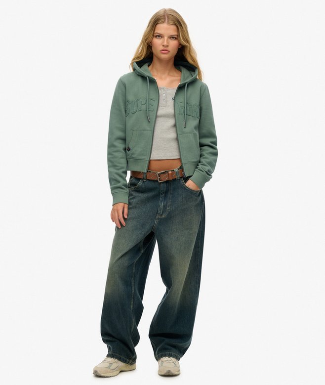Athletic Essentials Tonal Cropped Zip Hoodie