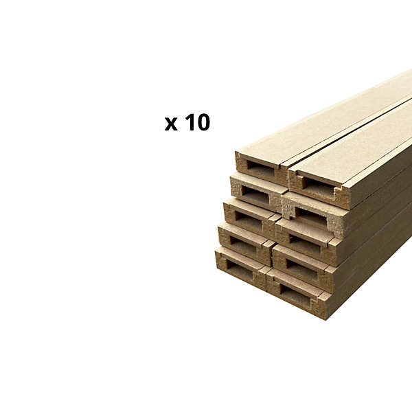 Lot de 10 Goulottes MDF Passes-câbles à couvercle, L.2.44 m x H.5.5 cm, Ep. 18 mm