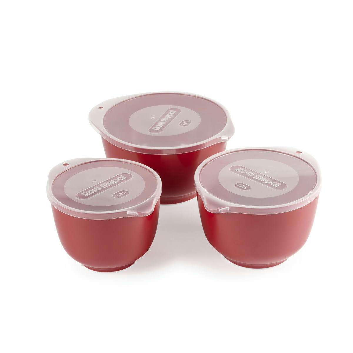 MARGRETHE - Ensemble saladiers en plastique rouge - Lot de 3