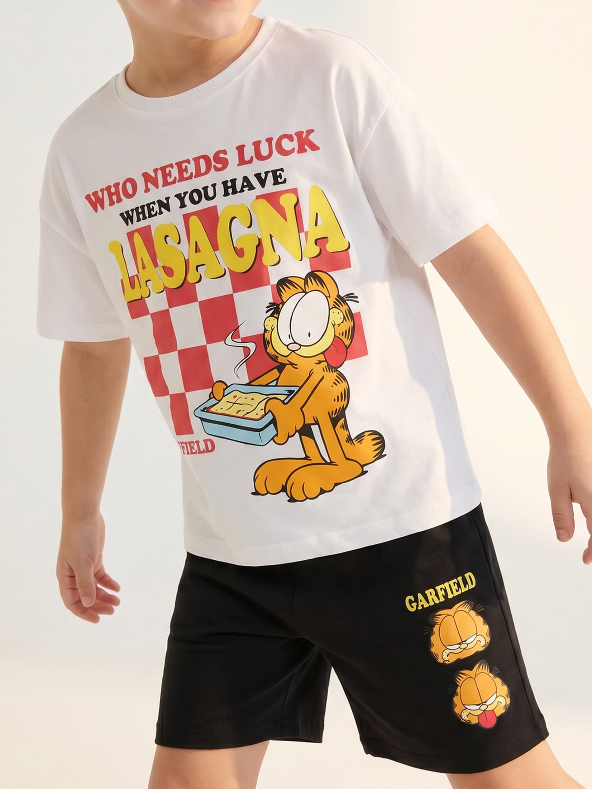 Bawełniana piżama dwuczęściowa z nadrukiem Garfield