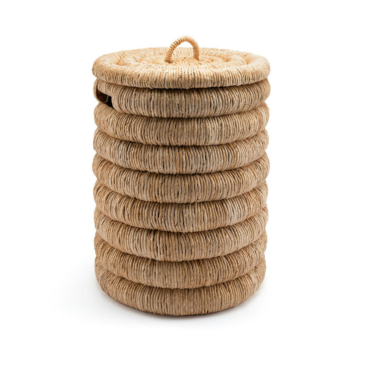 Panier rond avec couvercle bananier tressé, Marilo