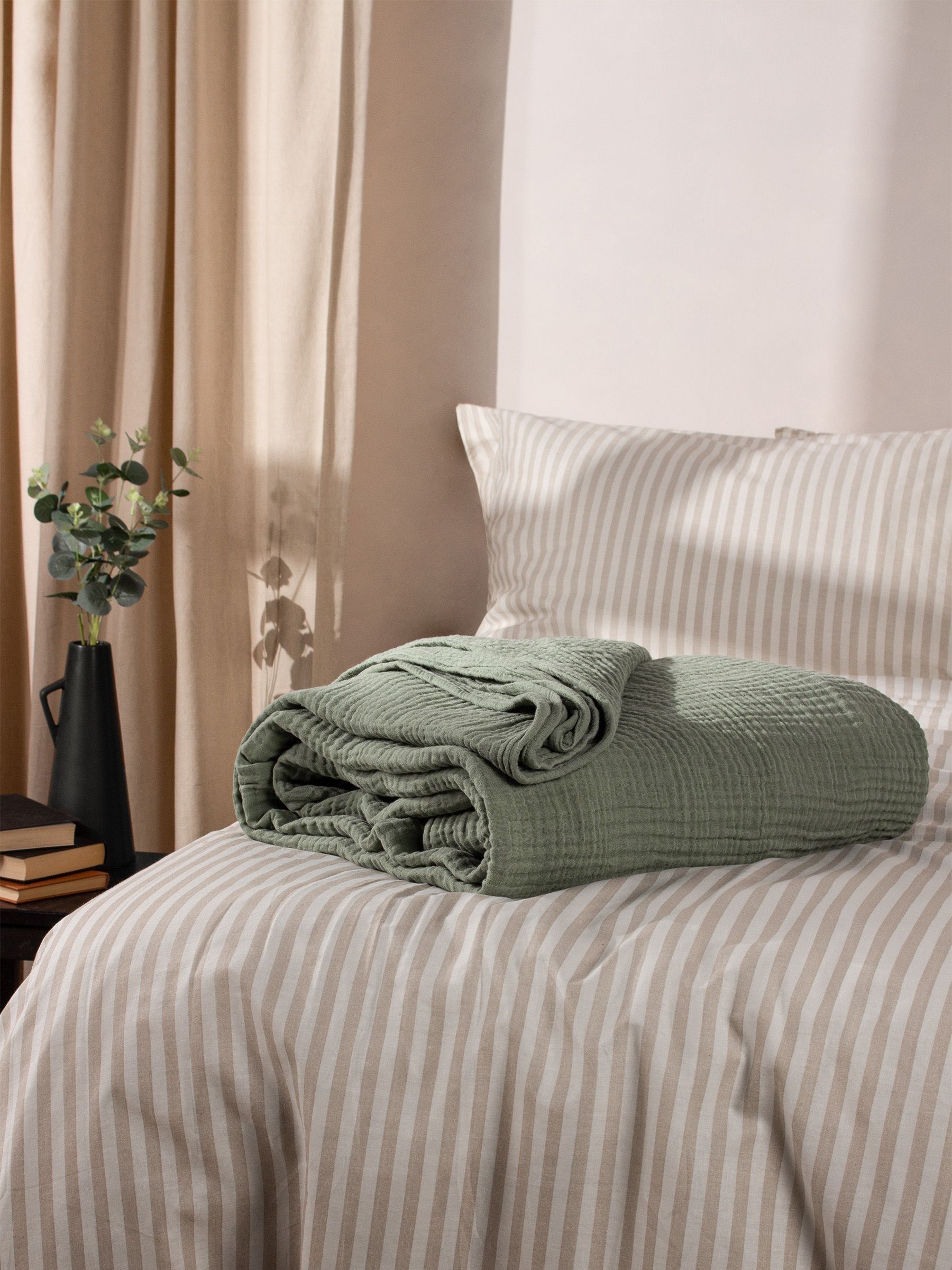 Yard Eucalyptus Green Lark Muslin Crinkle 100% Cotton Throw