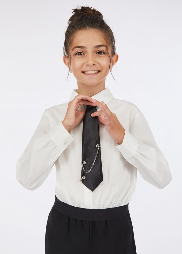 Camicia in cotone a righe con cravatta