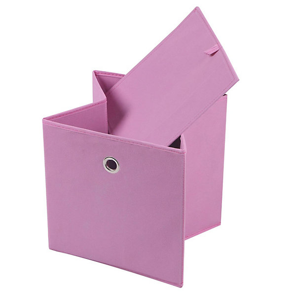 Lot de 2 boîtes de rangement ELA, en tissu rose