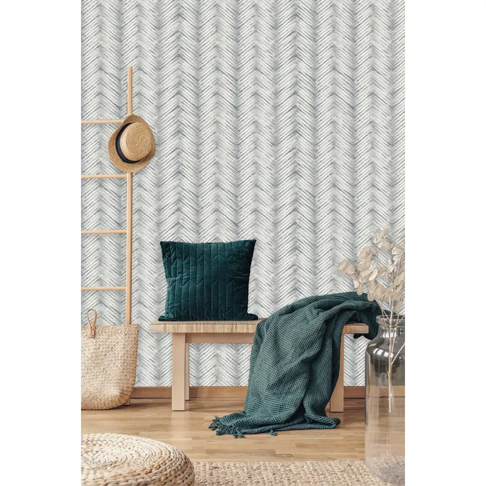 Dutch Wallcoverings - Odyssee visgraat grijs - 0,53x10,05m