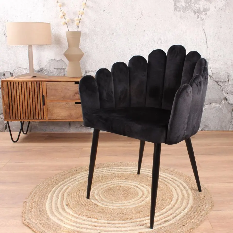 DS4U - Flower eetkamerstoel velvet zwart