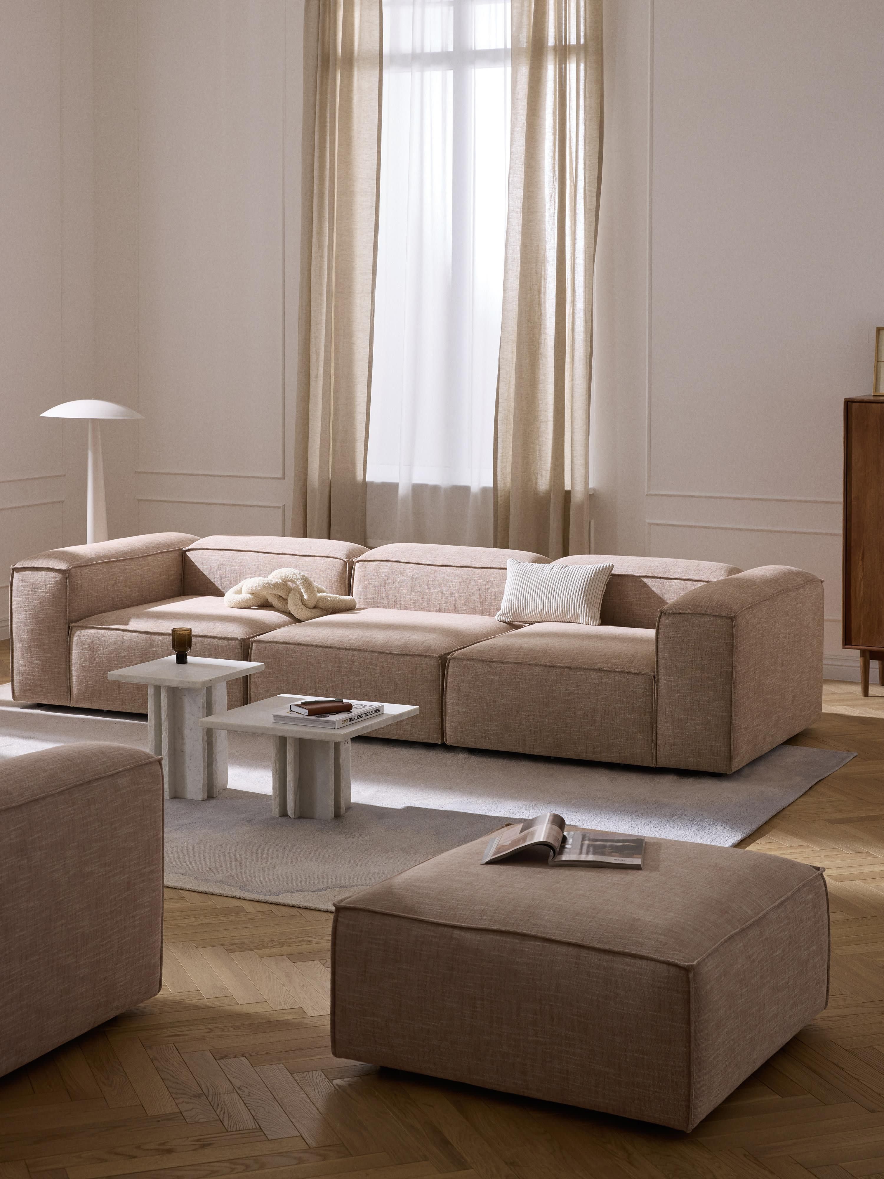 Modulares Sofa Lennon (4-Sitzer) aus Leinen-Mix
