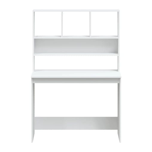 NNEVL Desk with Shelves White 102x45x148 cm Engineered Wood