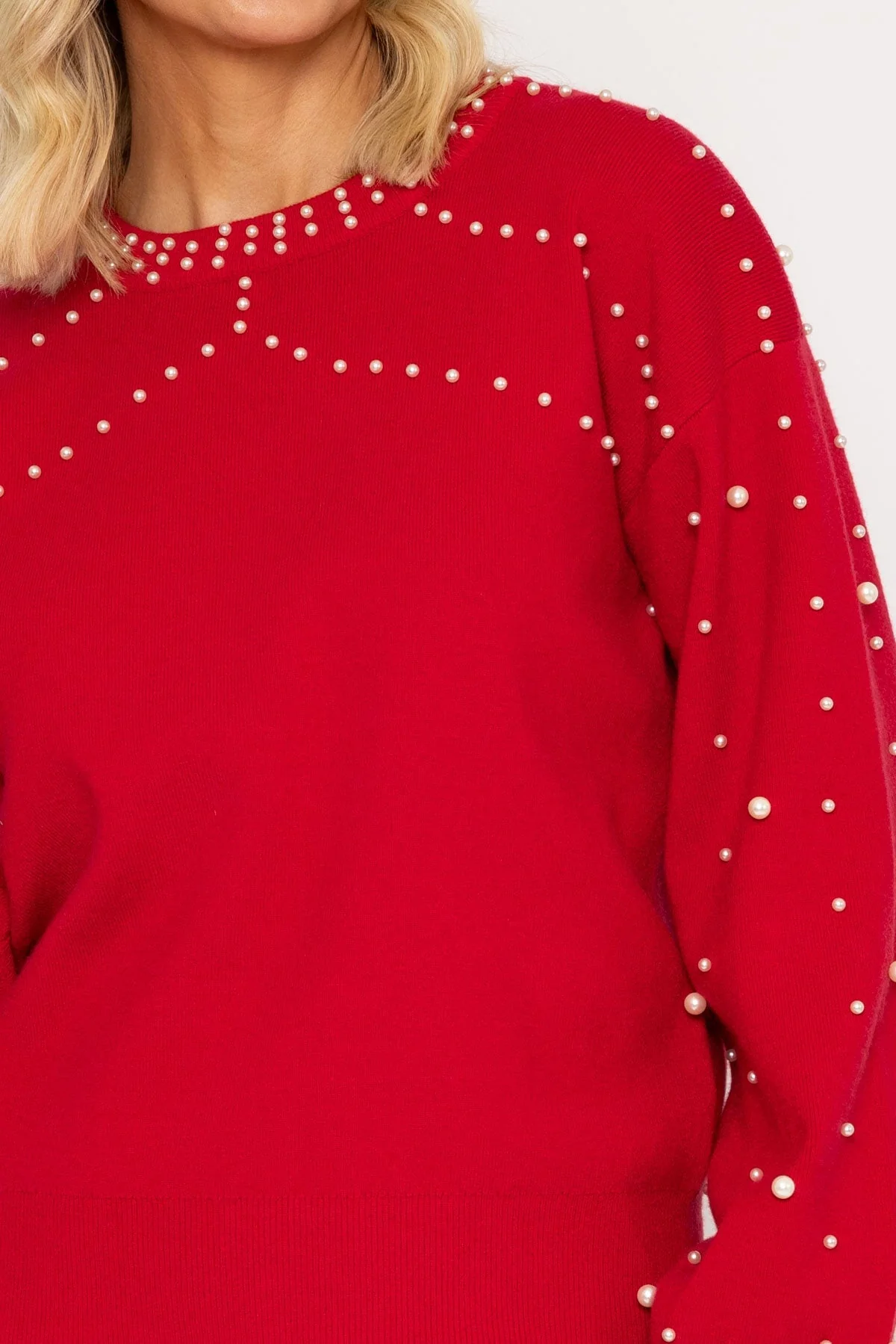 Sweater With Pearls in Red