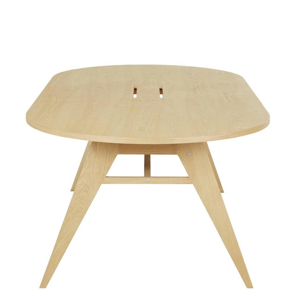Eko Business - Table de réunion professionnelle ovale en bois de chêne beige 6/8 personnes L220