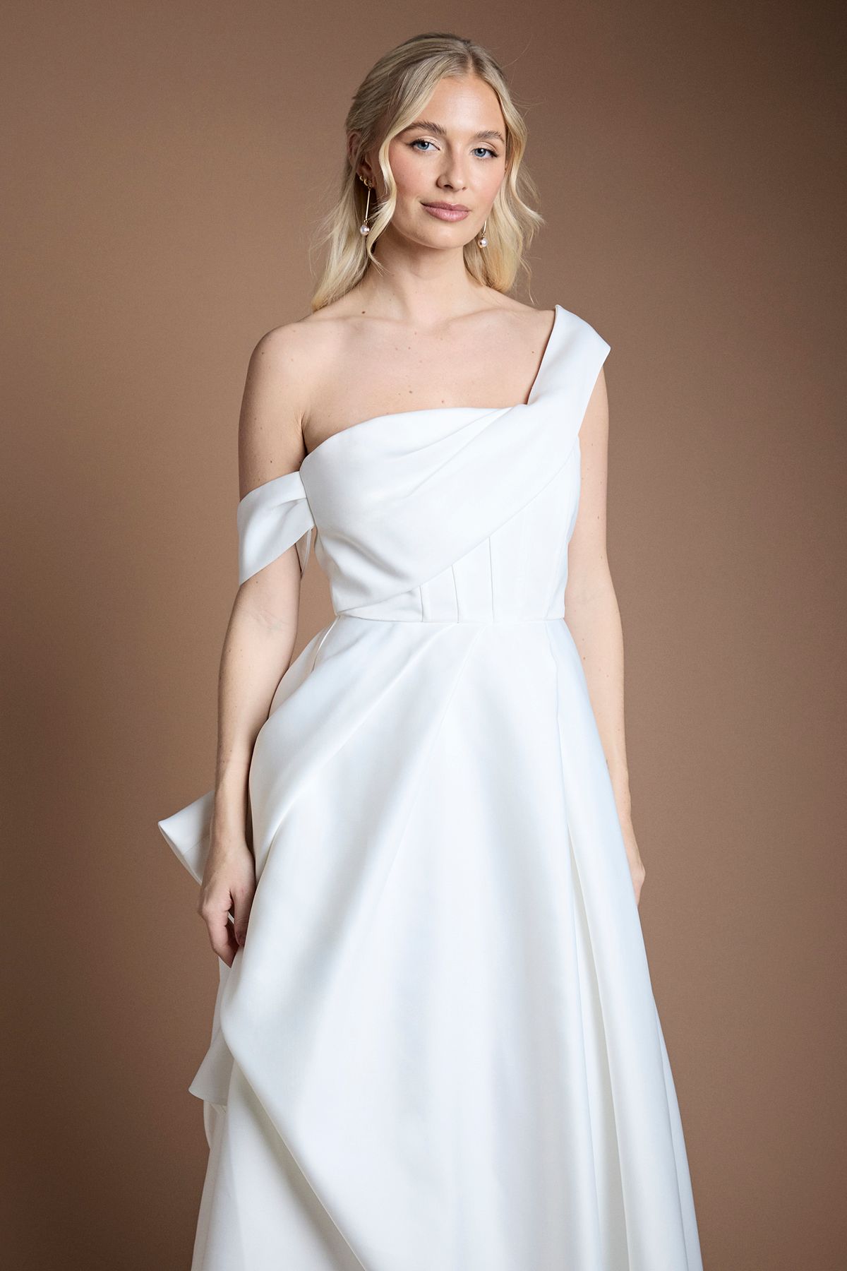 Coast One Shoulder Bodice Asymmetric Skirt Wedding Dress